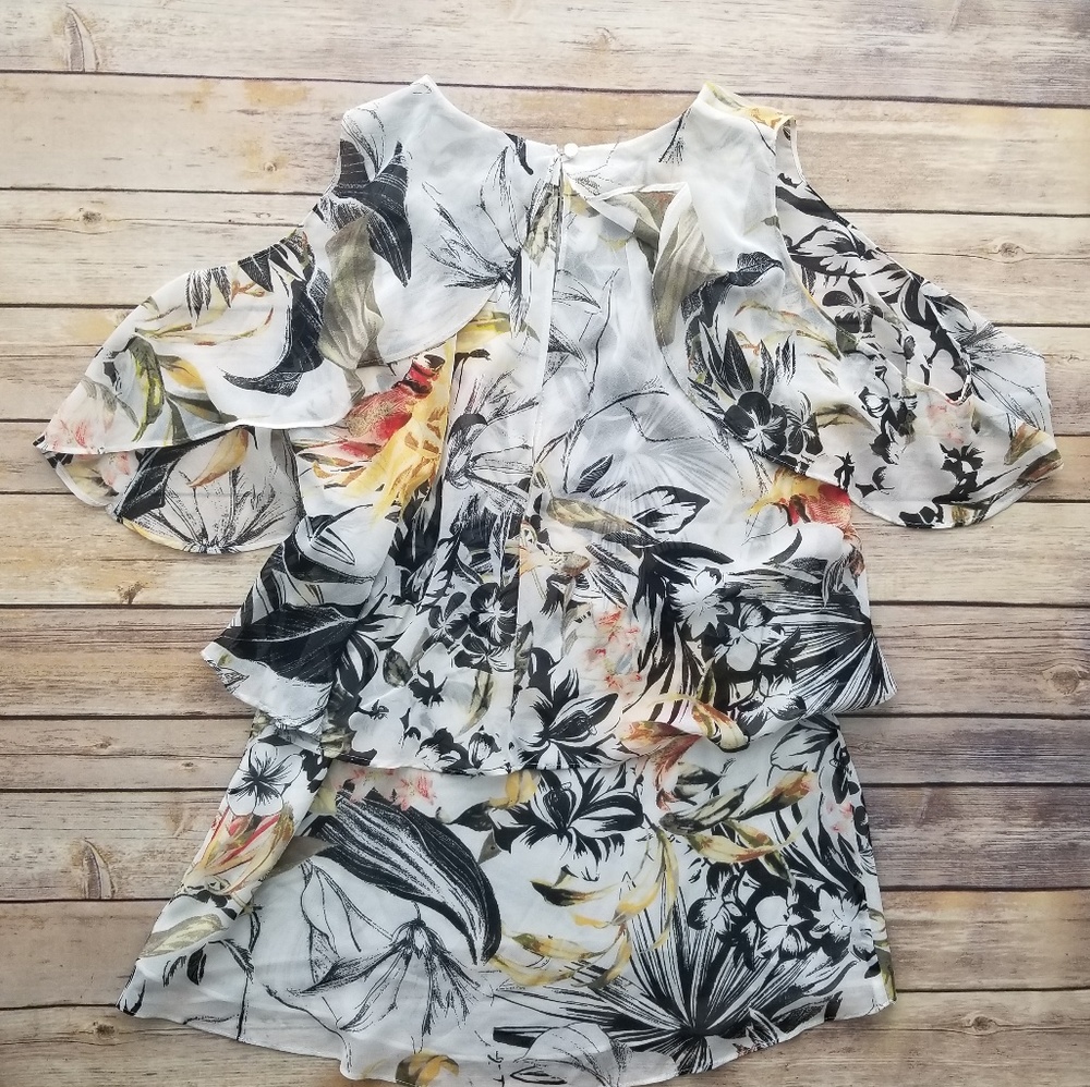 White House Black Market Floral Dressy Tank | XS